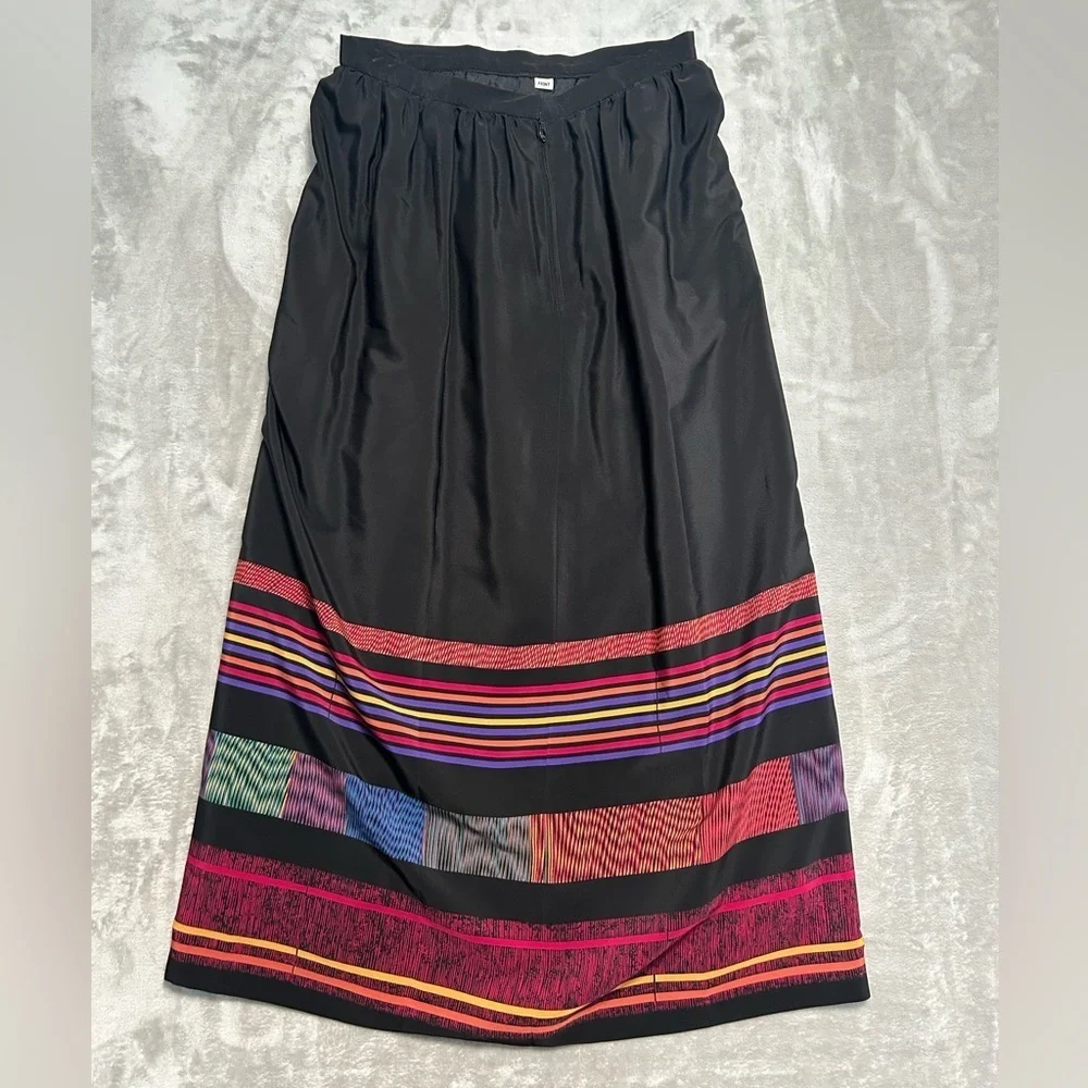 Doncaster Vintage Midi Length Skirt Women’s 8 Black Tribal Travel Worldly - Picture 2 of 5